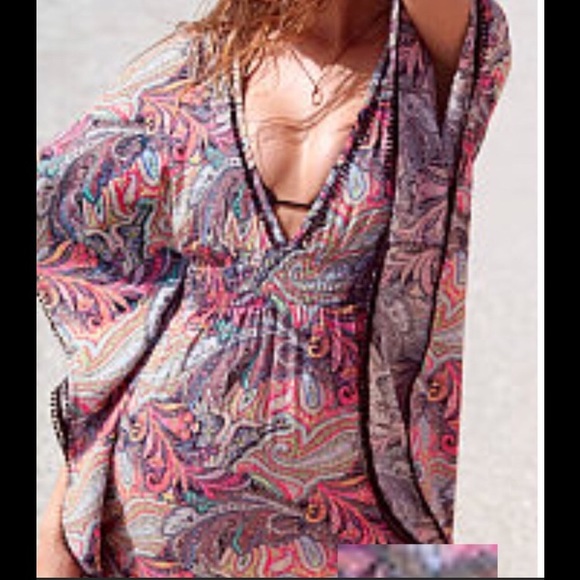 Victoria's Secret Other - Victoria’s Secret Paisley Plunge Front Caftan XS